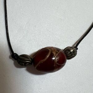 Red and Silver Beaded Necklace